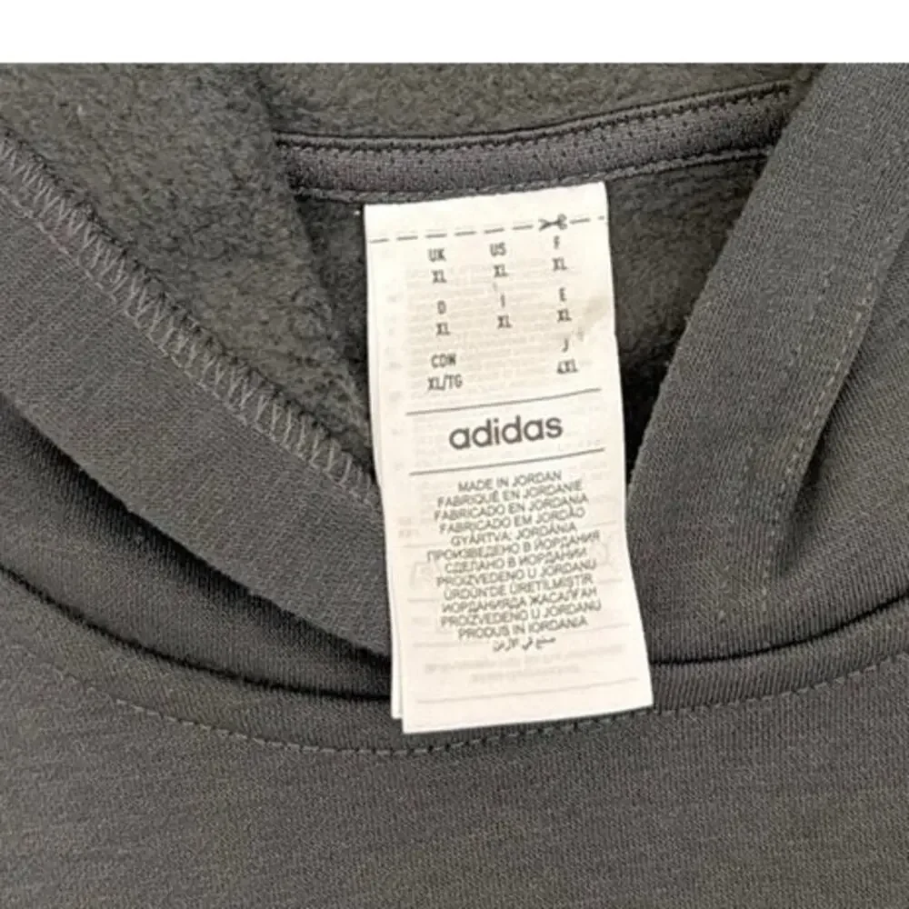Adidas Hoodie Gray Classic Fit Fleece Pullover Hooded Sweatshirt Men's XL
